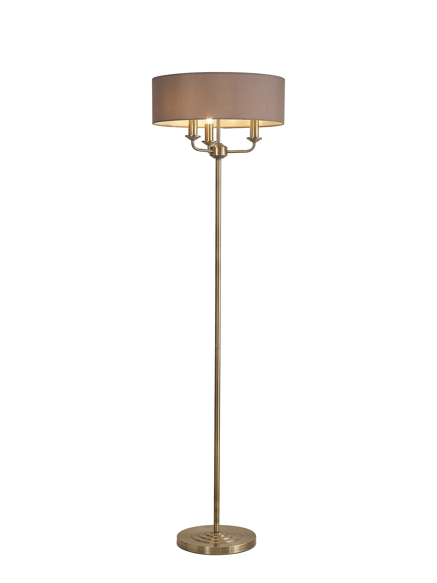 Banyan 45cm 3 Light Floor Lamp Antique Brass, Grey